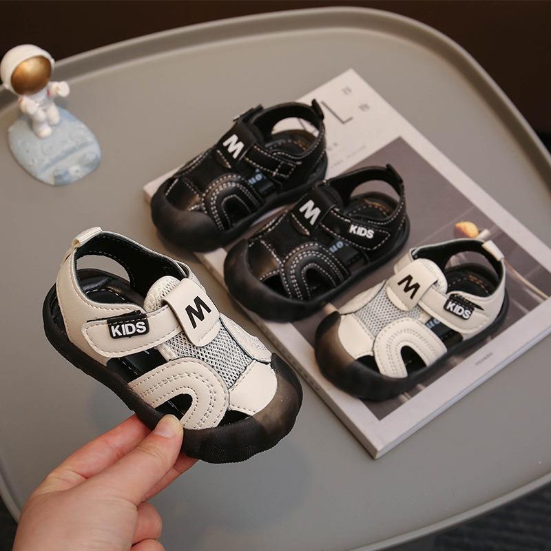Toddler Baby Boy Closed Toe Anti Kick Non Slip Soft Sole Walking Sandals