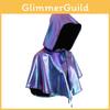 Blue Vampire Short Cape With Reflective Surface For Costume Events And Fantasy Cosplay