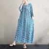 Manga corta Tallas grandes de algodón vintage floral nuevo en vestidos para mujer vestido largo casual suelto de verano