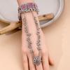 Vintage Ethnic Style Geometric Square Bracelet Bohemian Tassel Pearl Round Ring Diamond Integrated Chain