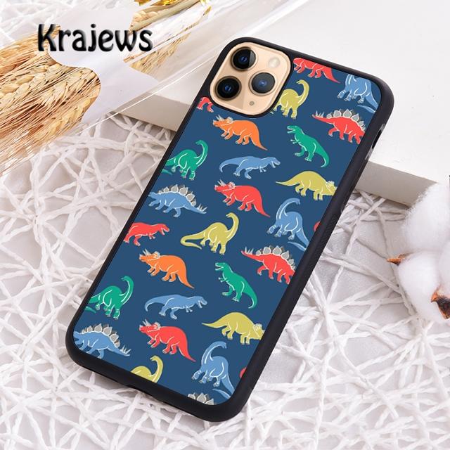 

Krajews Cartoon Dinosaur Triceratops For iPhone 17 Air 16 Phone Case Cover 15 14 plus 12 13 pro max coque iPhone 14plus