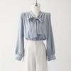 French Retro Bow Shirt Autumn New Top Women's Long Sleeved Shirt