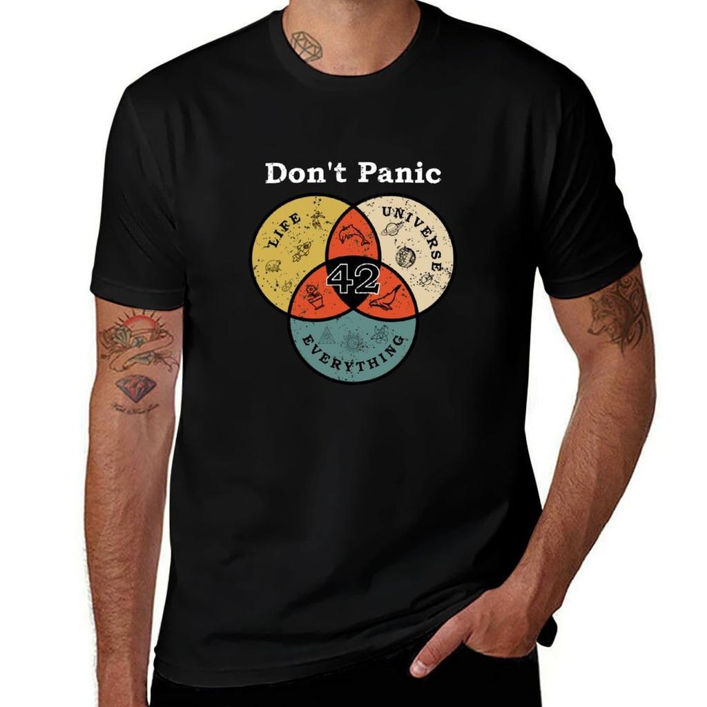 42 Dont Panic Life Universe Everything Hitchhiker Guide Galaxy Tshirt T Shirts With Prints T Shirt Unisex Cotton Tshirt