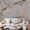 Wallpaper - White Stone - Elegant Marble with Golden Reflections