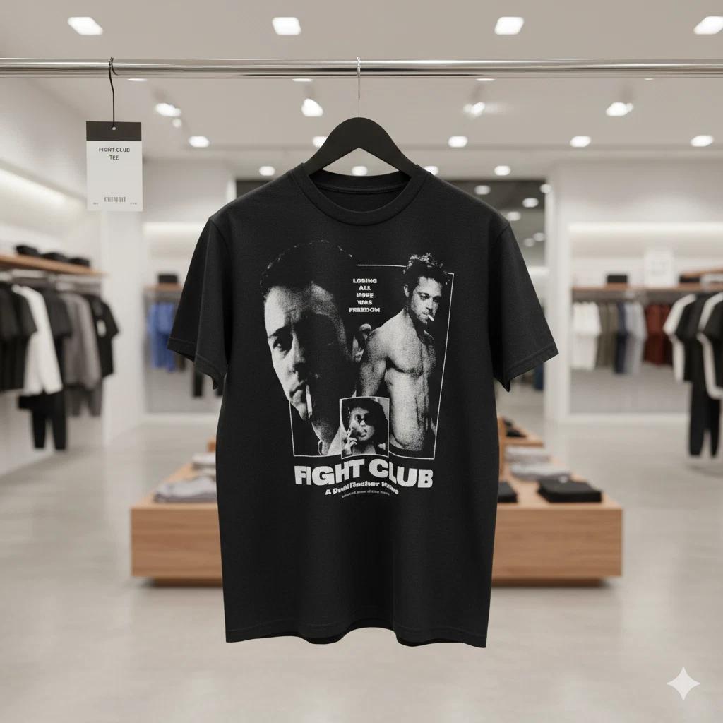 Unisex Adult Vintage Movie Fight Club Movie T-Shirt Brad Pitt David... XXXXL