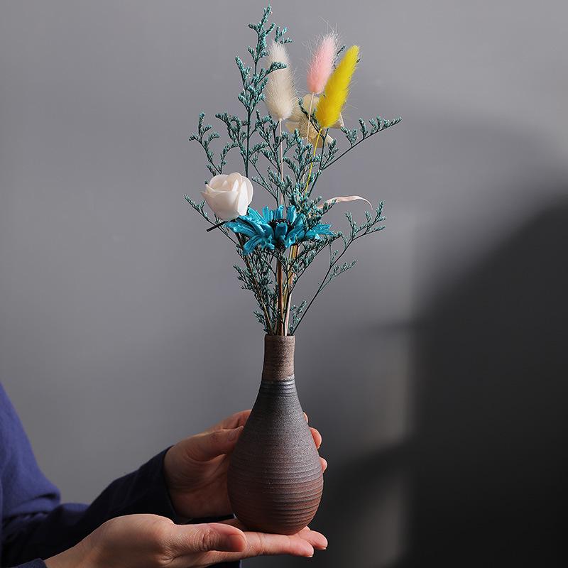 Retro Zen Coarse Pottery Ceramic Vase - Small Flower Holder
