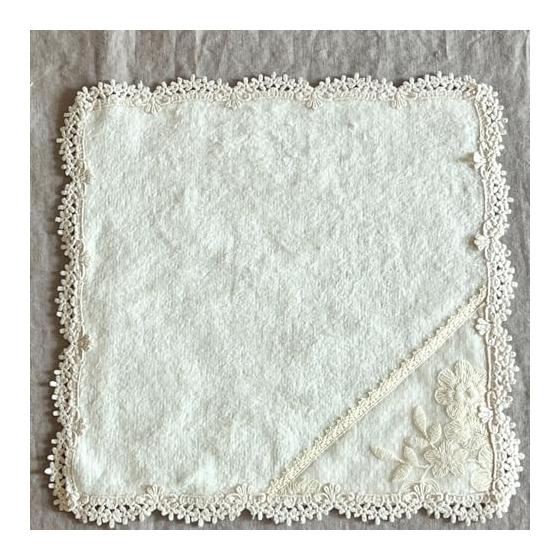 Vivienne Hand Towel 30x30cm Ivory Cotton Bijou Series Lace Embroidery