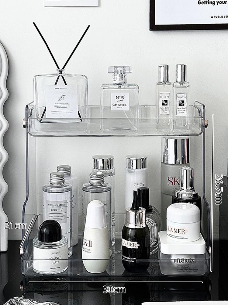 

Acrylic Cosmetic Storage Box Makeup Organizer Shelf Layers Desktop Skin Care Products Perfume Rack Jewlery Cosmetics Organiser прозорий
