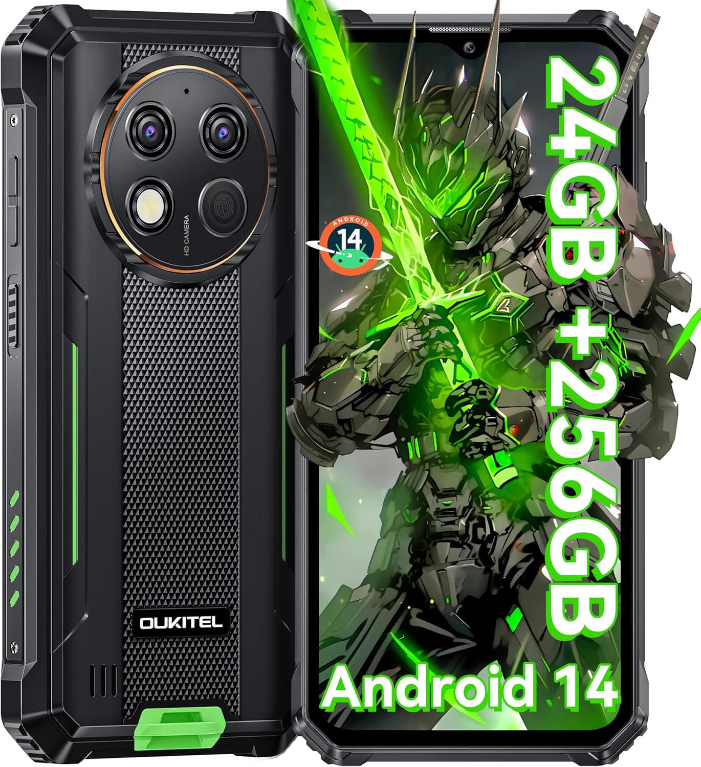 

Мобільний телефон Oukitel G1 24 ГБ + 256 ГБ, дисплей 6,52 дюйма, акумулятор 10600 мАг, 48 МП, Android 15 зелений