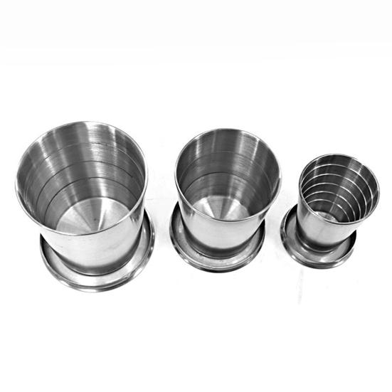 Taza Plegable de Acero Inoxidable Taza de Viaje Plegable con Llavero Taza Portátil para Beber al Aire Libre para Acampar Senderismo Pesca Uso