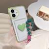 For iPhone 15 Pro Max 16 Plus 14 Protection Heart Love Texture Bracelet Protector Mobile Phone Case Card Slot Plastic Cover
