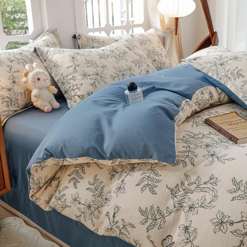 

Ретро пасторальный тип A, жаккардовая хлопковая кровать Xiaozhu, хлопковая простыня из четырех частей, пододеяльник из трех частей 2.0m bed sheet 4pcs