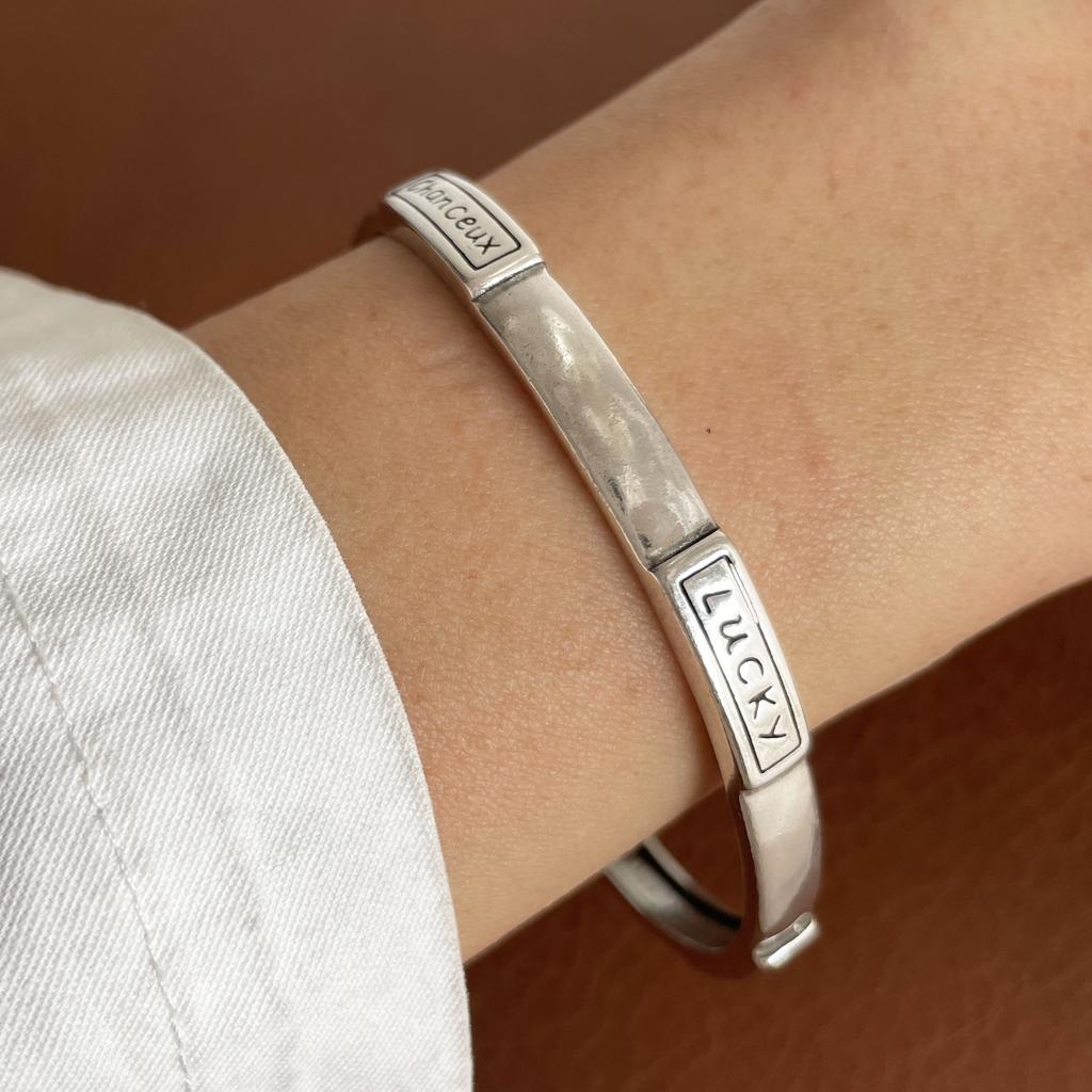 100% Solid 925 Sterling Silver Metal Bracelet for Women Vintage Handmade Simple Retro Black Stone Bracelet Birthday Gift Party
