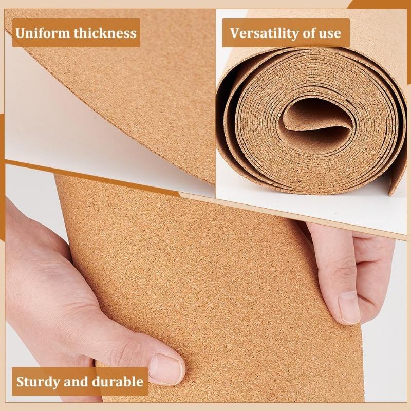 1/3mm Thick Rectangular Natural Cork Sheet Roll | Ideal for Bulletin Boards & Wall Decorations