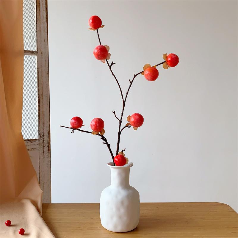 Artificial Red Persimmon Bouquet Ornament for Living Room Decor