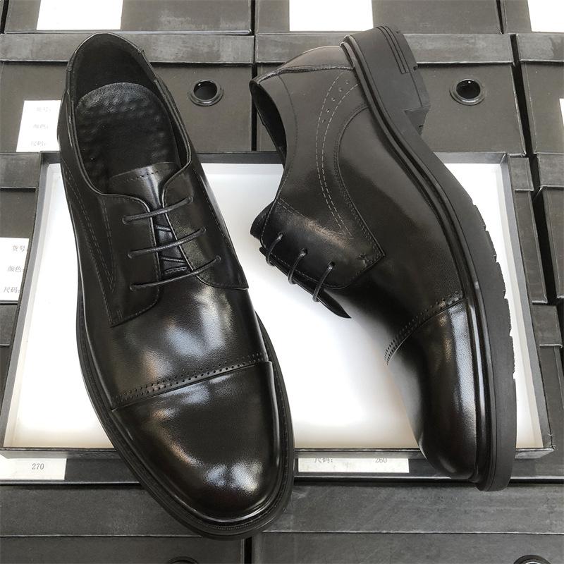 High-End Triple Joint Leather Shoes Men'S Leather Breathable Dress Business Casual Suit Commuter Work Shoes Men'S Wedding Shoes