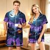 Couples Halloween Print Pajama Set, Soft Comfortable Matching Sleepwear for Her and Him