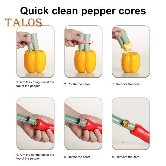 Pepper Corer 2 In 1 Bell Pepper Core Remover Kitchen Utensil Twist And Pull Seeds Remover for Vegetables Fruits
