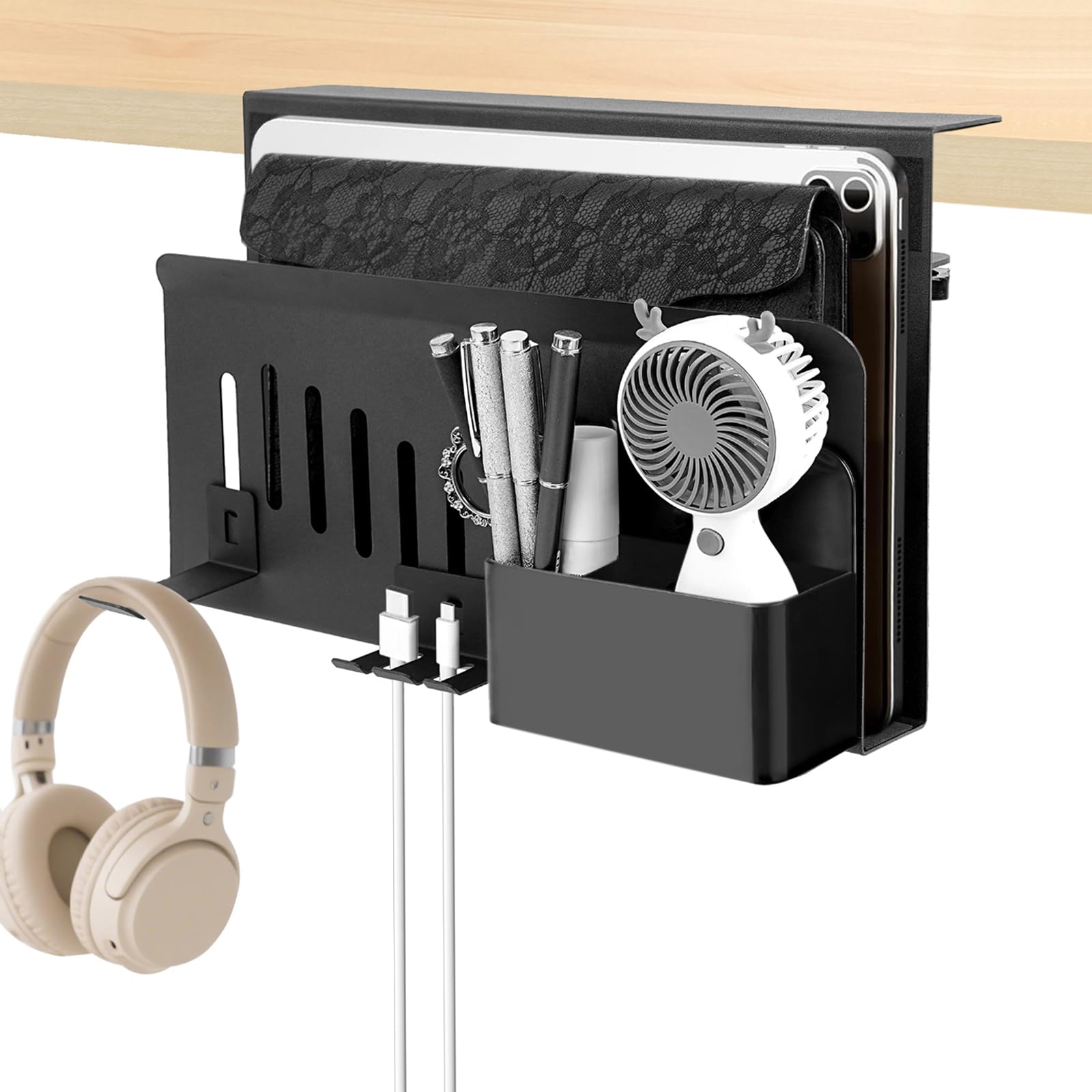 

voocye Deskside Storage Rack, Small Item Storage, Tabletop Rack, Desktop Storage, No Drilling Required, Easy Installation, Desk Rack, Tablet