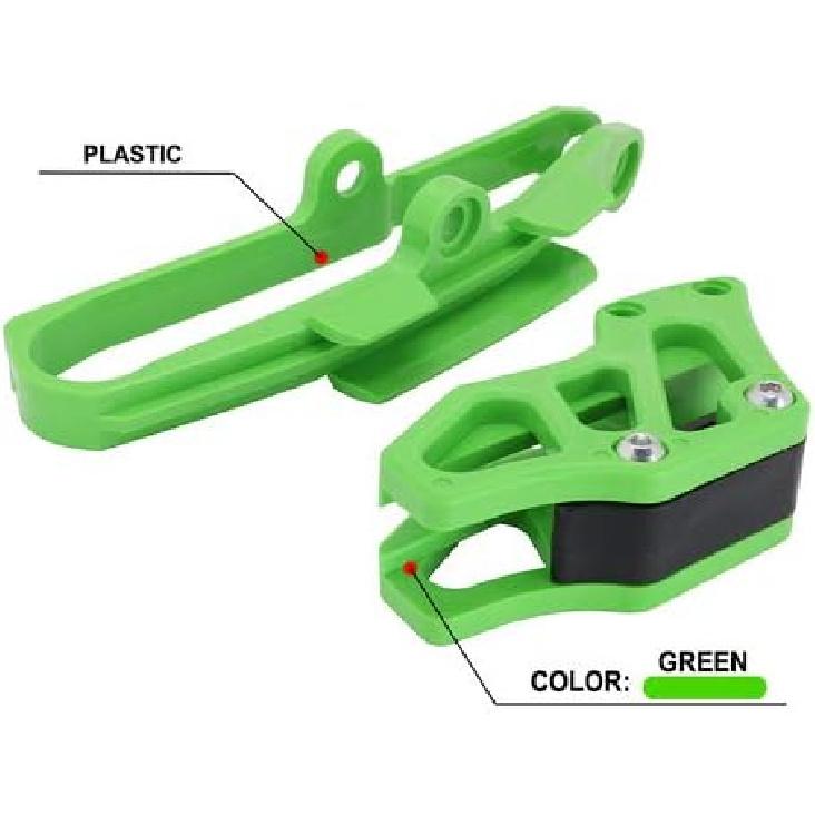 JFG Racing Dirt Bike Chain Guard Guide + Chain Slider Protection for KX250F 2009-2016, KX450f 2009-2015, KLX450R 2013-2015/2018-2019, Green