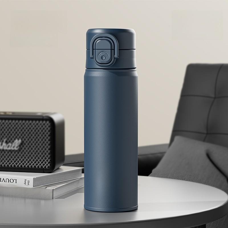 

Простая большая термобутылка из нержавеющей стали 316 с двойной крышкой для питья для студентов и офиса темно-синий