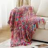 Soft And Luxurious Acrylic Sofa Throw Blanket In Vibrant Floral And Orange Colors