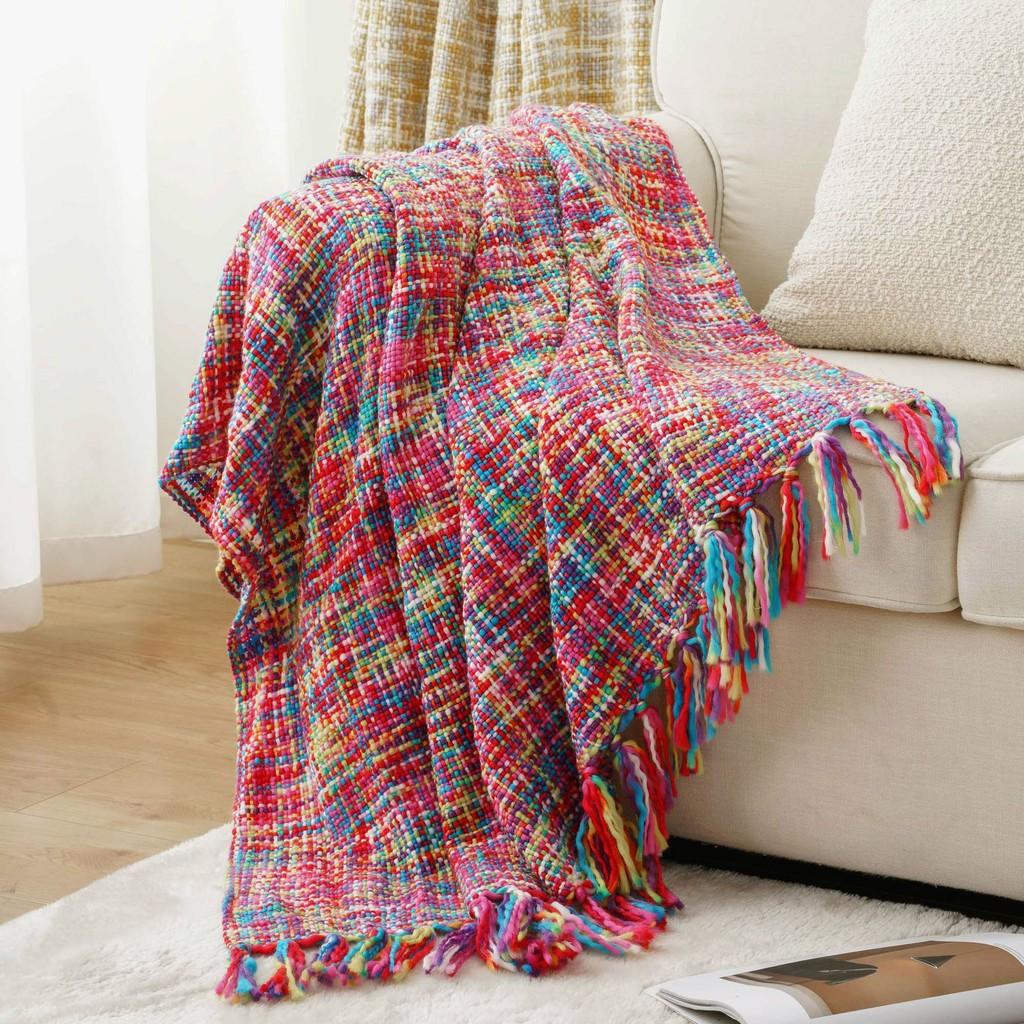Soft And Luxurious Acrylic Sofa Throw Blanket In Vibrant Floral And Orange Colors