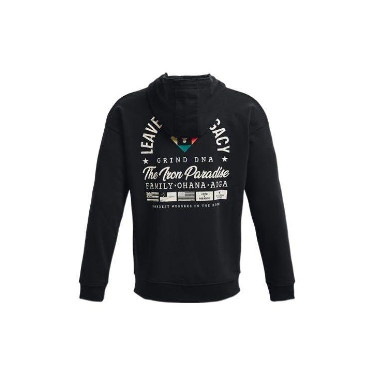 Under Armour Letter Print Zip Up Hooded Sweatshirt Men Black 1377436-001 L