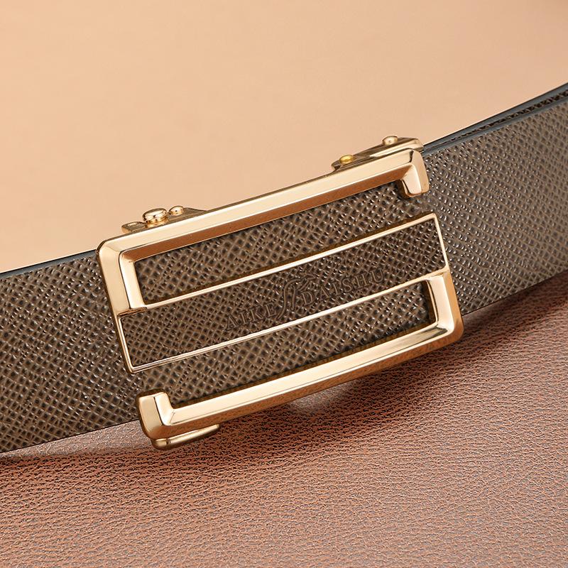 Men's New Genuine Leather Automatic Buckle Belt Fashionable and Trendy Cowhide Belt  Casual and Simple Versatile Belt for Middle Aged and Young People