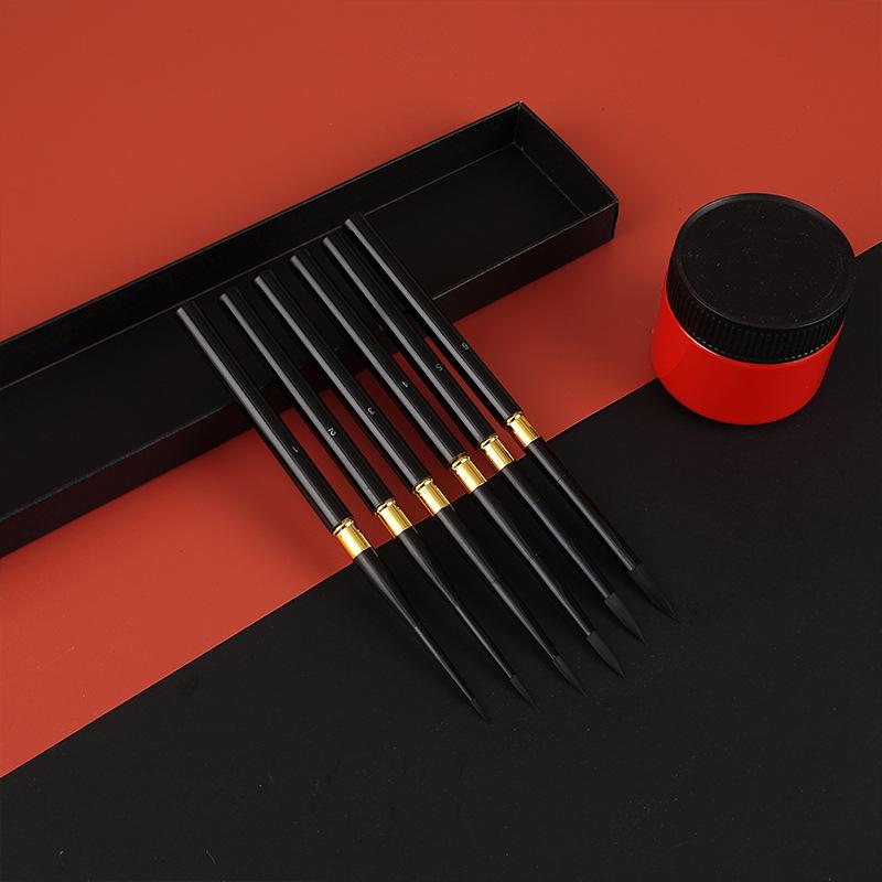 Black Swan Nylon Watercolor Brush - Round Tip, Aluminum Rod, Ideal for Digital Oil Painting, Art Students, Travel