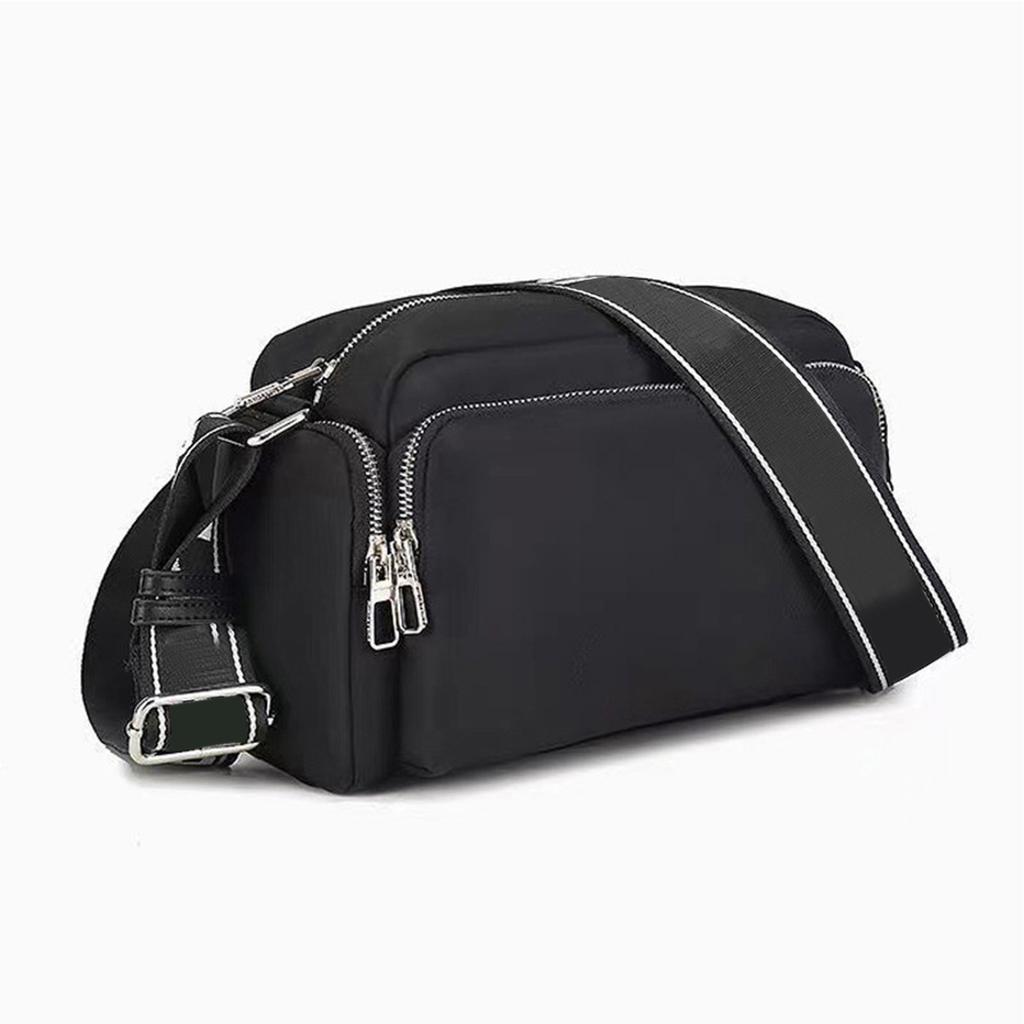 Nylon Fashionable Messenger Bag Women Casual Letter Print Adjustable Strap Shoulder Bag for Party Black Free Size
