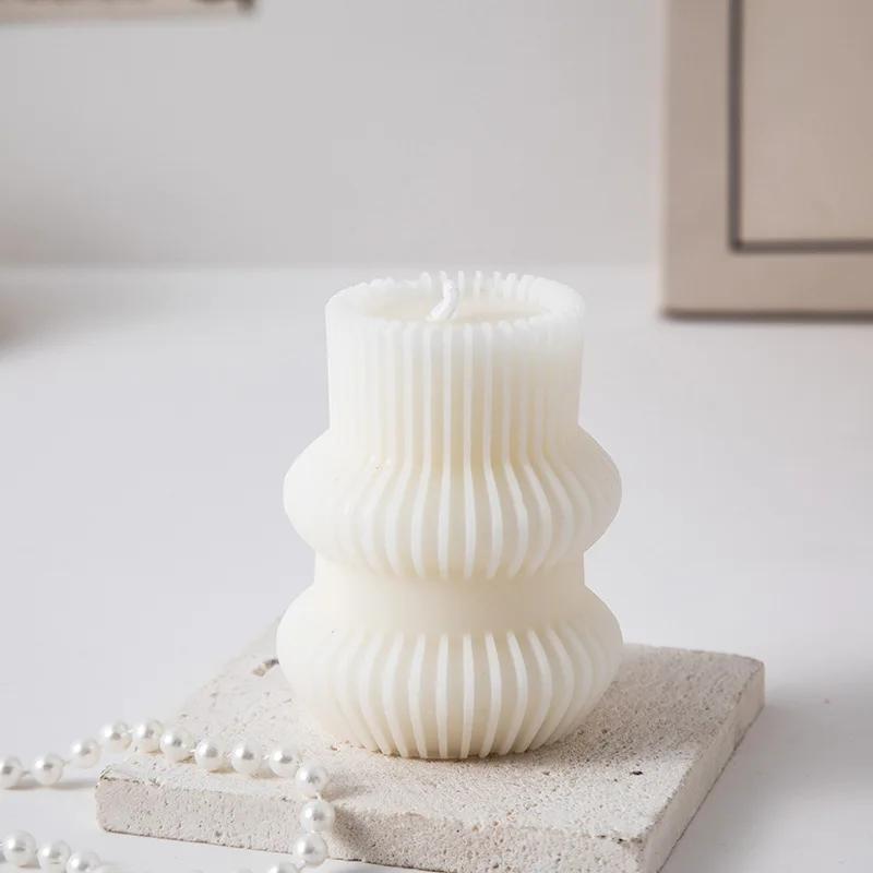 Ribbed Scented Candles Aesthetic Home Decorative Candles Smokeless Personalized Candles Guest Gift Lot