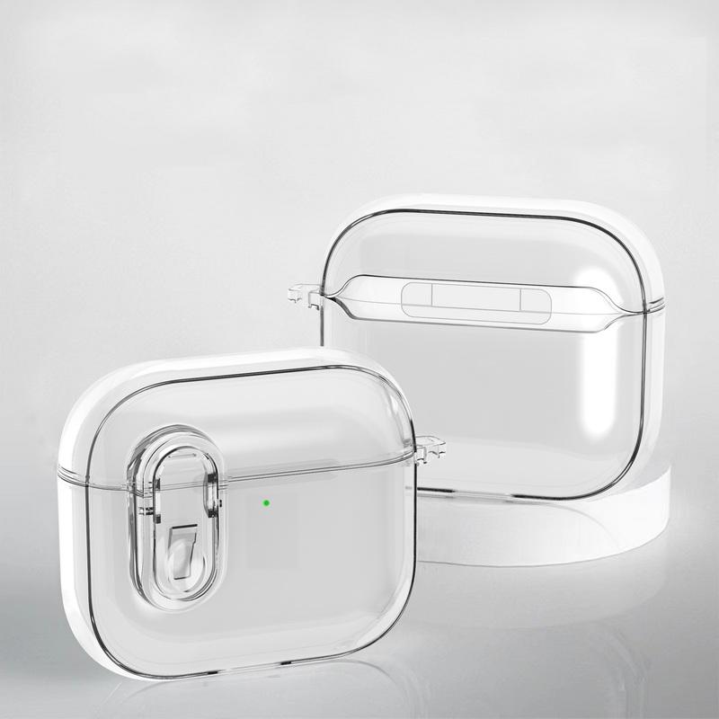 Translucent Crystal Wireless Earphone Case For Airpods Pro 3 2 for Airpods 4 3 Anti-fall Switch Lock Headphone Protective Cover