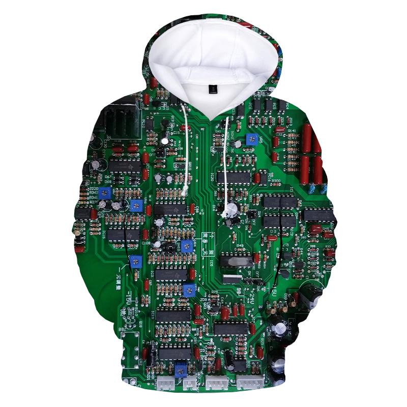 Electronic Chip Hoodie 3D Print Men Women Funny Hoodies Oversized Hoody Pullover Hip Hop Hooded Sweatshirts Kids Tops Clothing