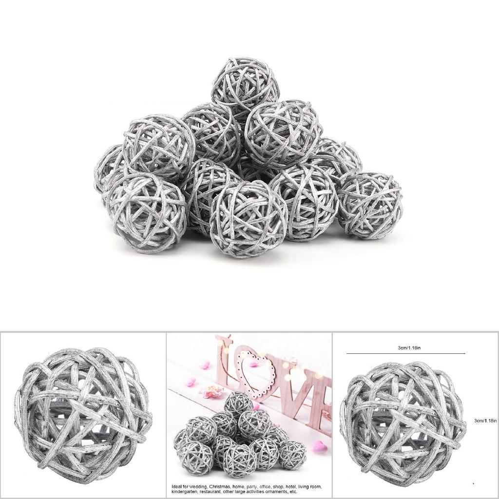 20Pcs Rattan Balls for Garden Wedding Party Christmas Decoration(Silver)