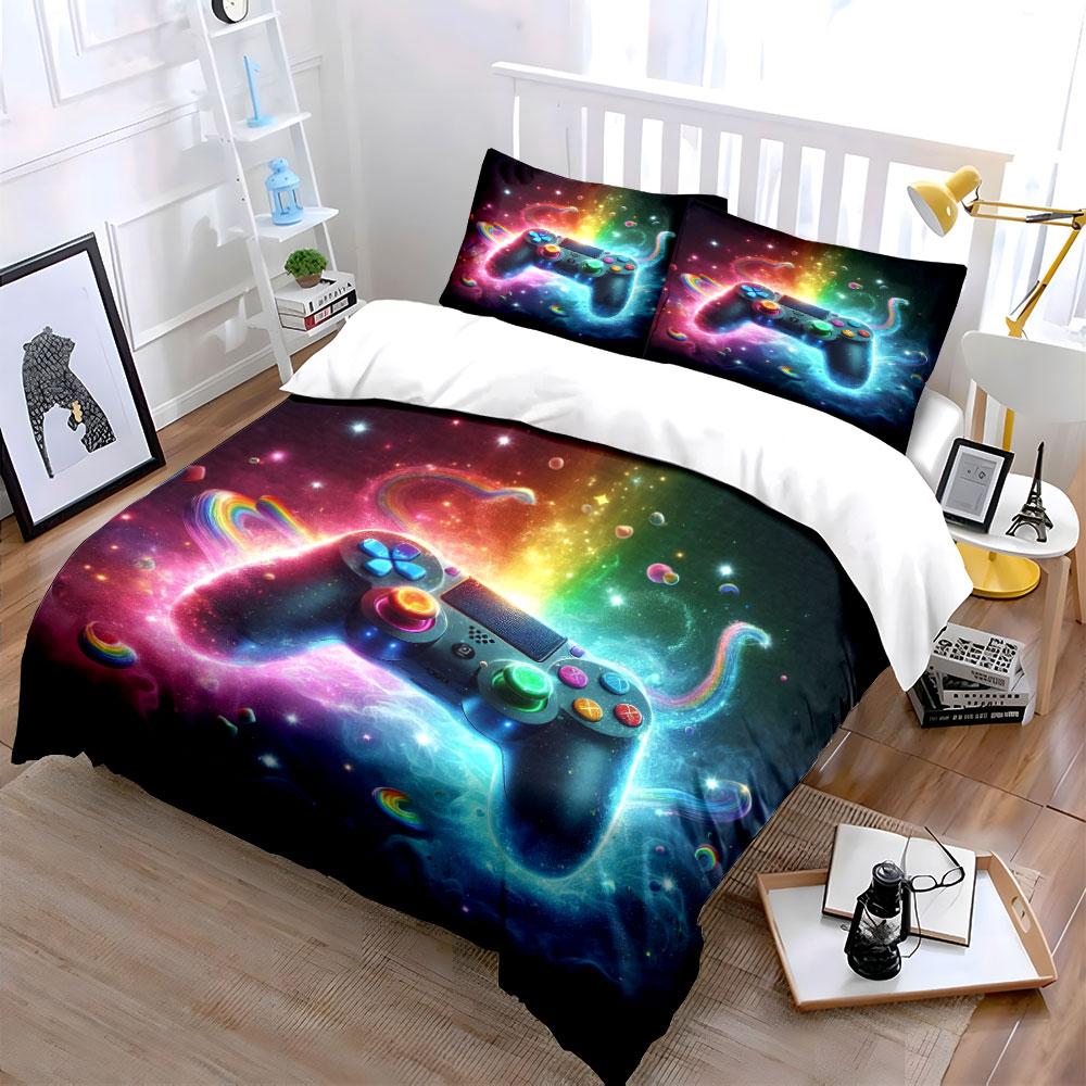 Colorful Gaming Controller Set Bedding Duvet Cover Set Duvet Cover Pillowcases (1 * Duvet Cover 2 * Pillowcases, without duvet insert)