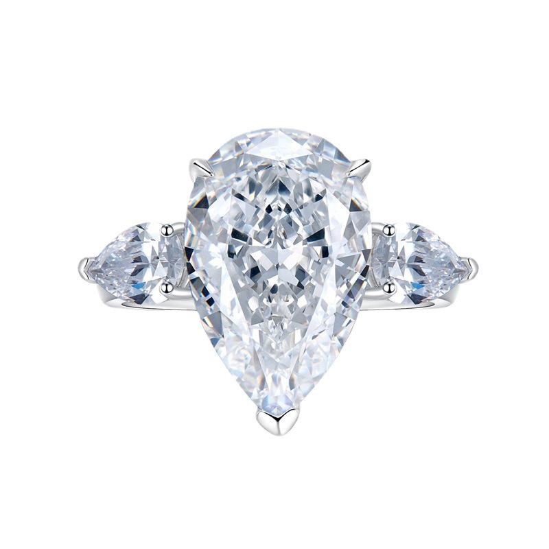 Mujing Jewelry Luxury S925 Silver Teardrop Ring with High-Carbon Diamond 11*17