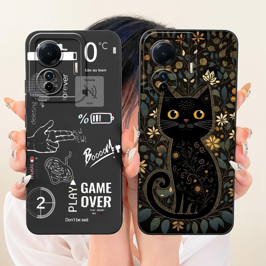 Cute Cartoon Black Cat Dragon Soft Silicone Case For Vivo T1 Pro IQOO Z6 Pro 5G Vivo S15e 5G Phone Shell Shockproof Cover Bumper