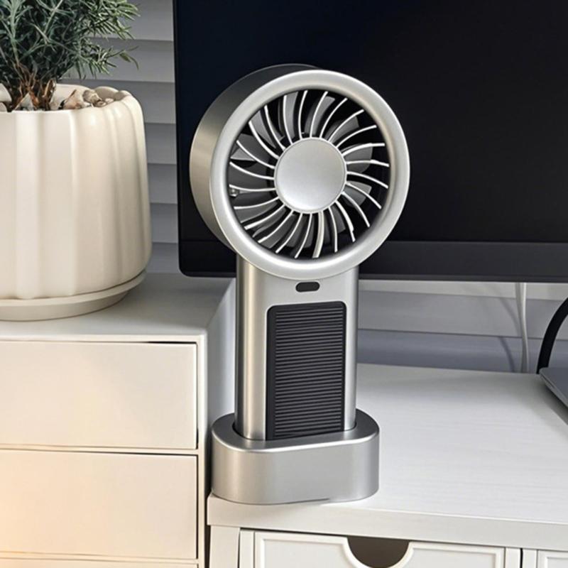 Portable Solar Charging Hand Fan 5 Speed Blower Handheld Fan Rechargeable Replacement For Camping Hiking Indoor Use