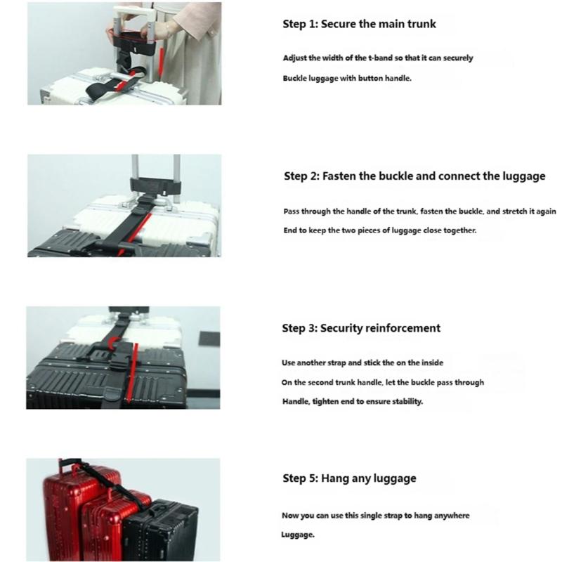 3 In 1 Luggage Strap Set High Strength Polyester Travel Suitcase Connector For Secure Transport