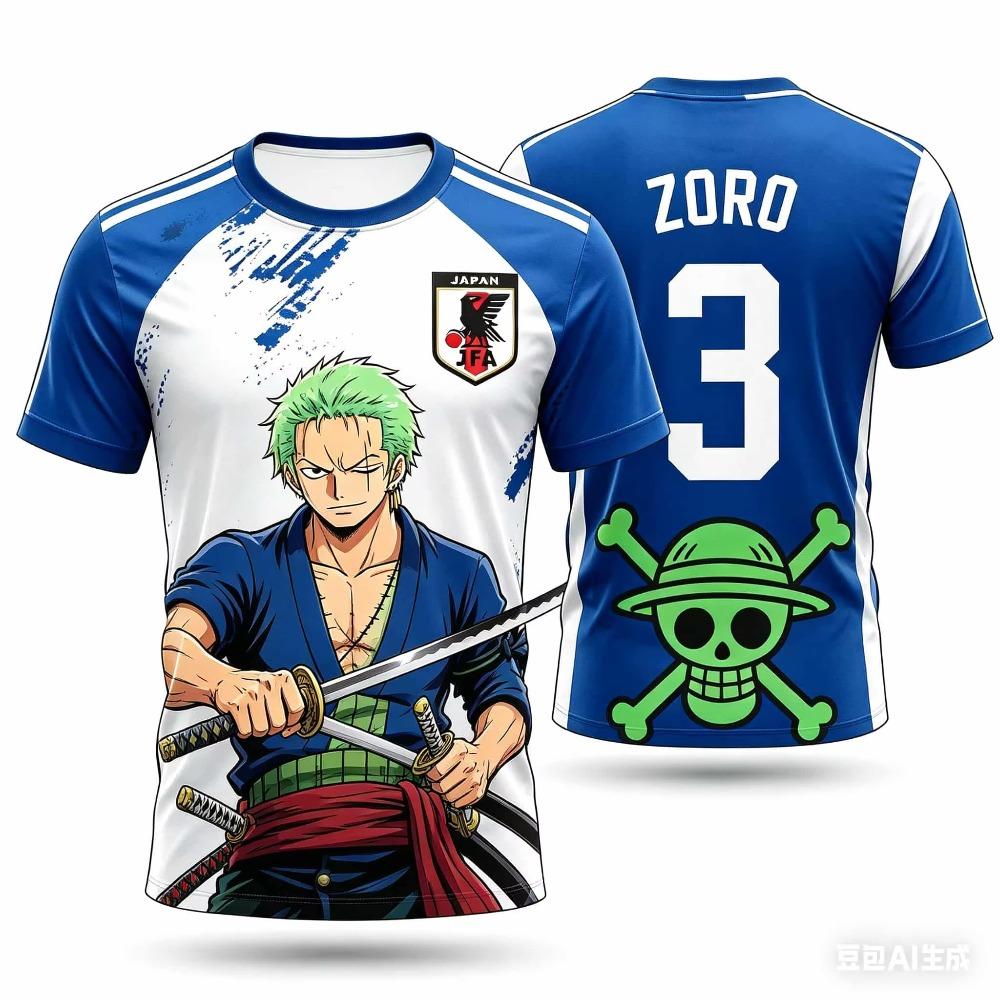 Kinder Einteiler Luffy ACE Name Japan Anime Fußballtrikot Jungen Mädchen Schnelltrocknend Atmungsaktiv Kurzarm Sport Streetwear Oberteile
