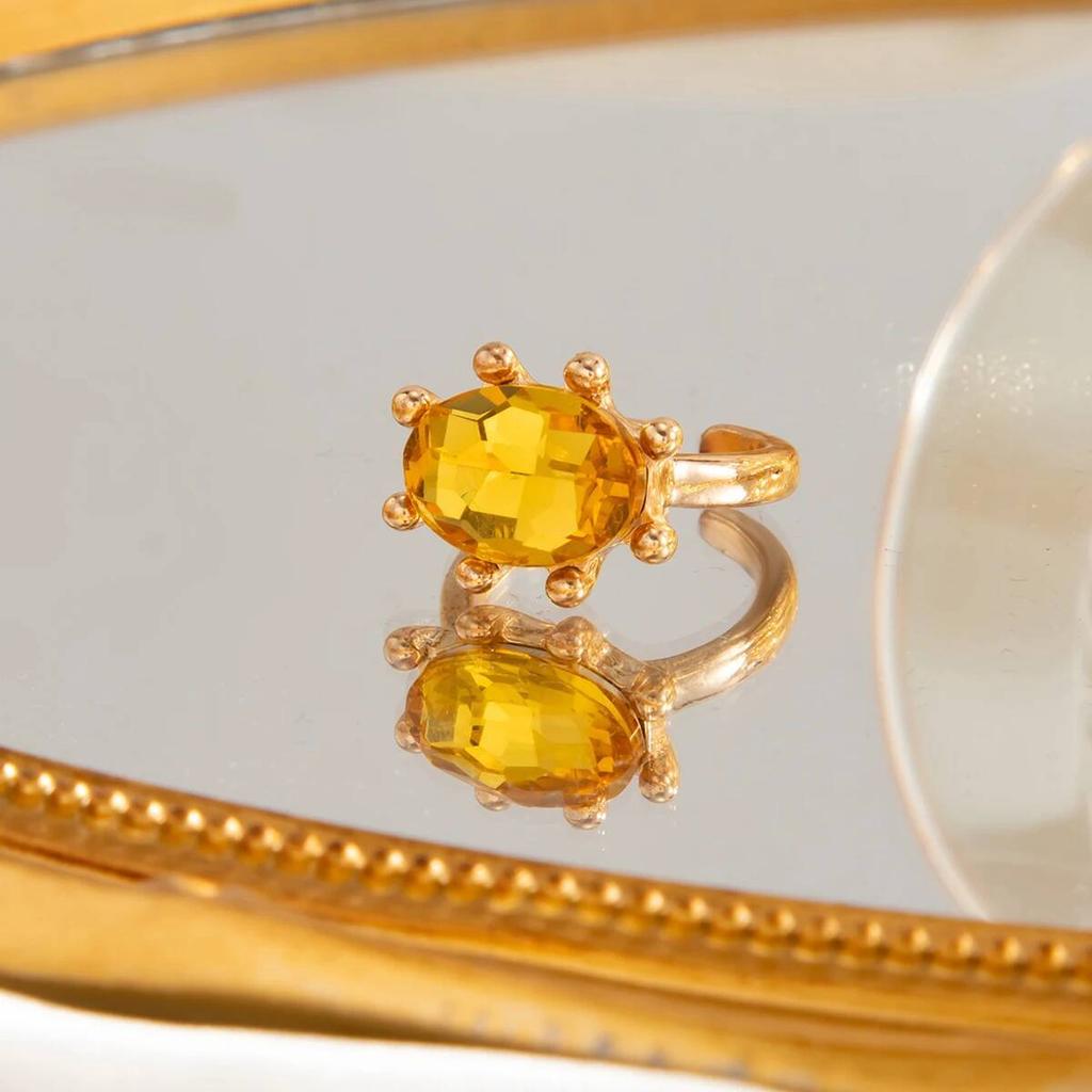 Salircon Exquisite Cute Colorful Rhinestone Adjustable Open Ring Lady Retro Acrylic Stackable Knuckle Ring Y2K Jewelry Accessory