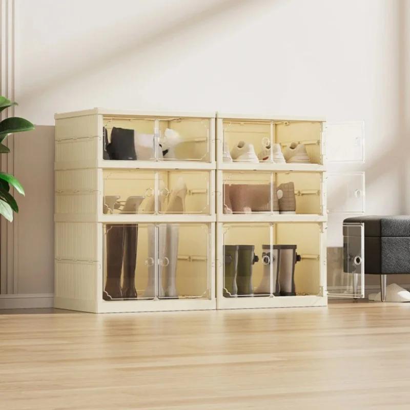 Multi-layer Foldable Shoe Box Dustproof Thickened Plastic Sneaker Shoe Storage Box Stackable Cabinet Transparent Organizers Rack