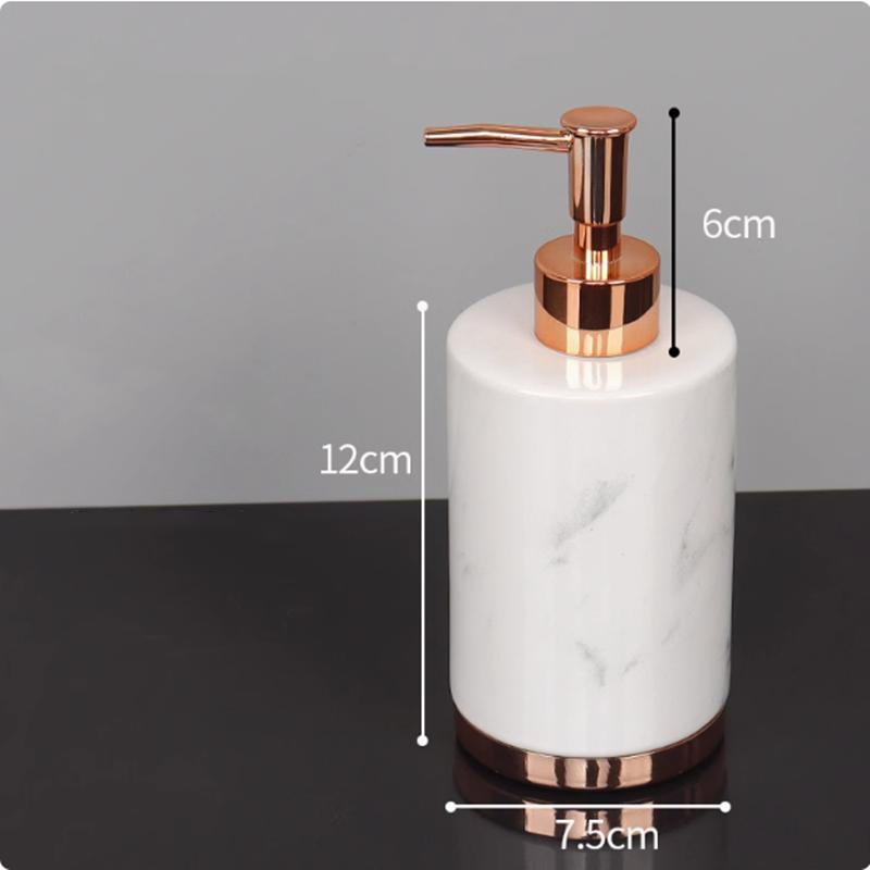 Black Marble Texture Ceramic Bathroom Supplies / Bathroom Accessories with Dispenser Toothbrush Holder Soap Dispenser Tray