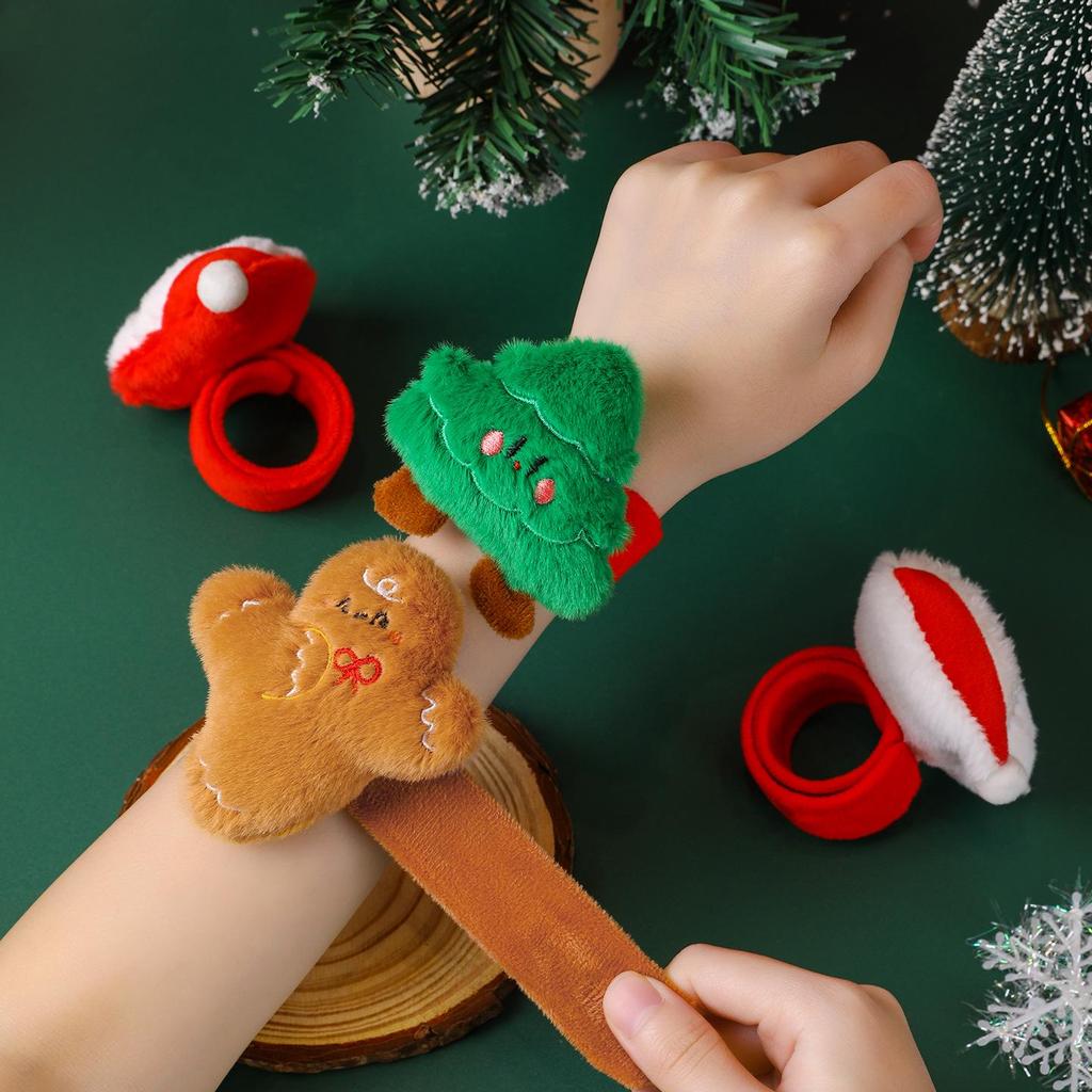 Christmas Cartoon Plush Snap Bracelet Doll - Stuffed Toy Wristband for Children's Christmas Eve Gift