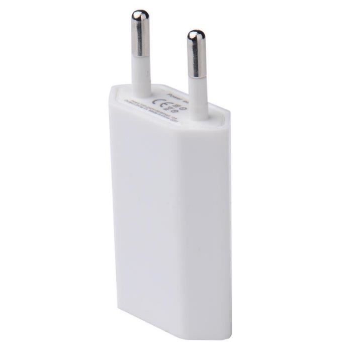 Adaptateur USB Prise Murale pour "IPHONE 14 Pro Max" Secteur 1 Port Courant AC Chargeur (5V-1A) Universel, Couleurs: BLANC