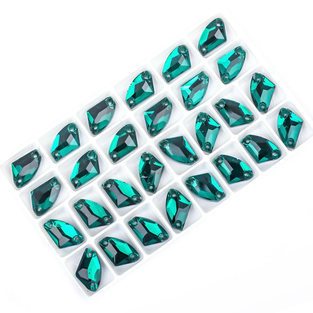 Weichen Flat Bottom Double Hole Color Axe Shape Hand Sewn Buckle Glass Rhinestone Diy Dress Wedding Dress Accessories