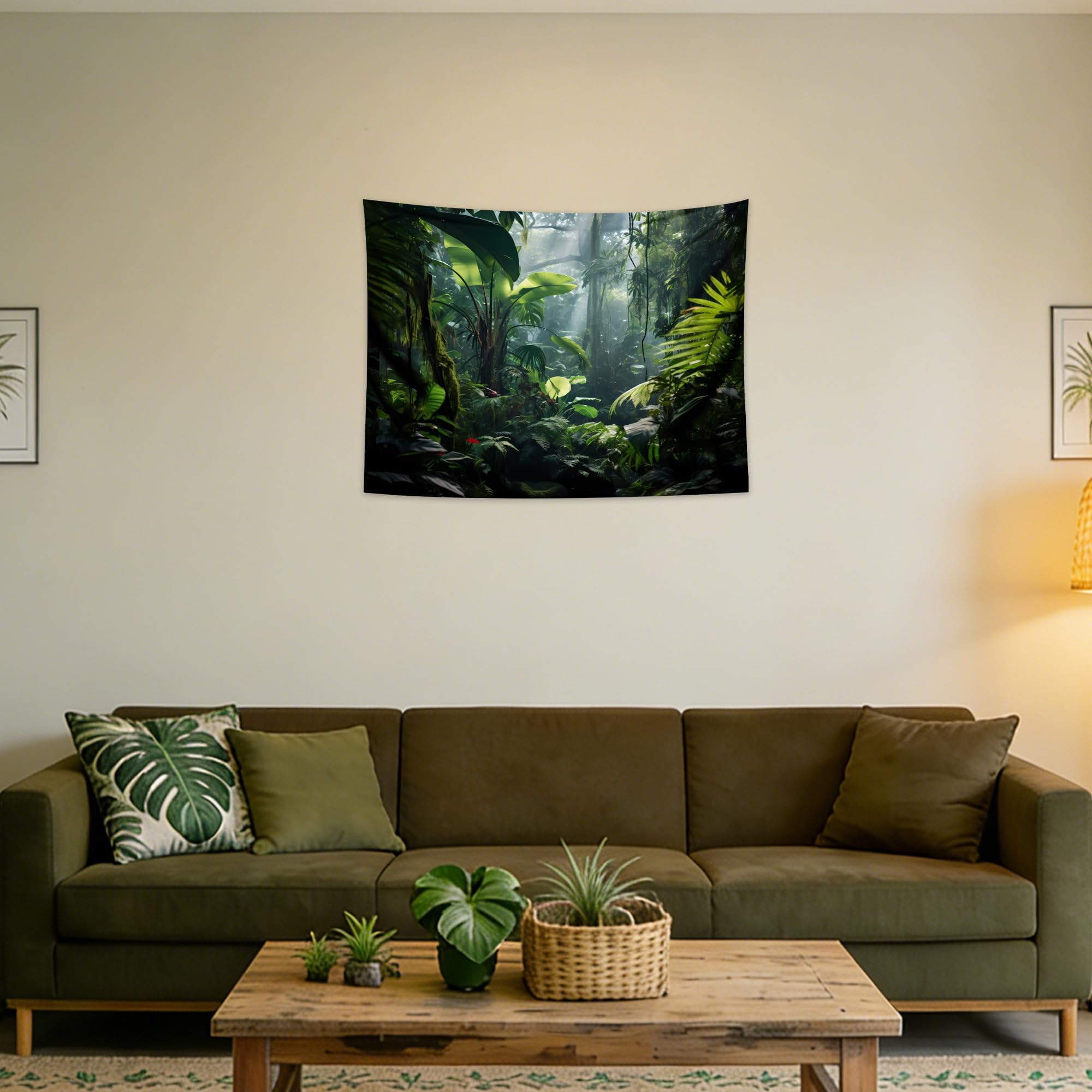Jungle Tapestry Wall Hanging Tropical Rainforest Backdrop Green Palm Leaves Tapestry Extra Large Forest Wall Art For Bedroom 70x100CM