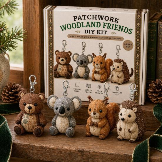 DIY Patchwork Animal Keychain Kit, Handmade Bird Pet Farm Forest Animal Key Ring, Handcrafted Keychain Art Crafts for Kids Adults