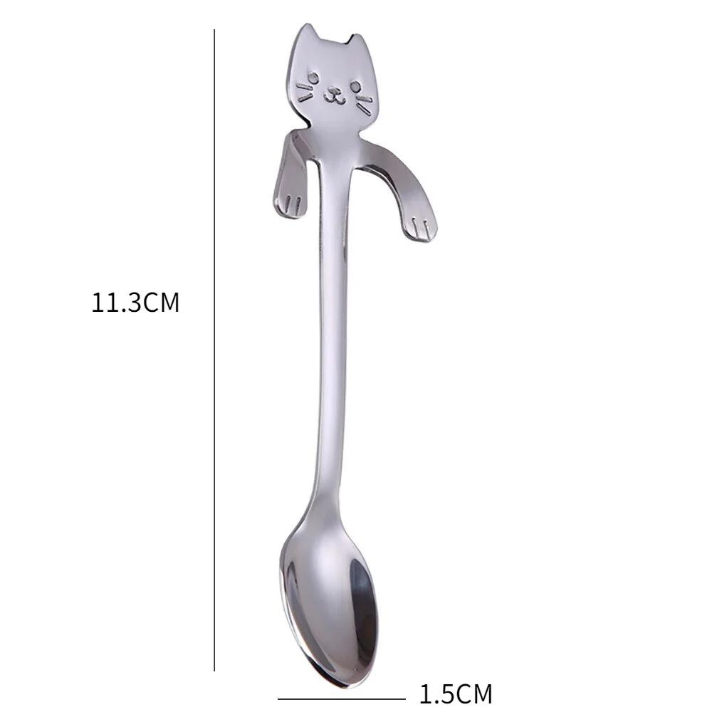1PCS Cute Cat Glass Juice Coffee Cup Milk Tea Coffee Glass Mug Cat Tail Handle Cat Valentine's Day Lover Gifts Stainless Spoon